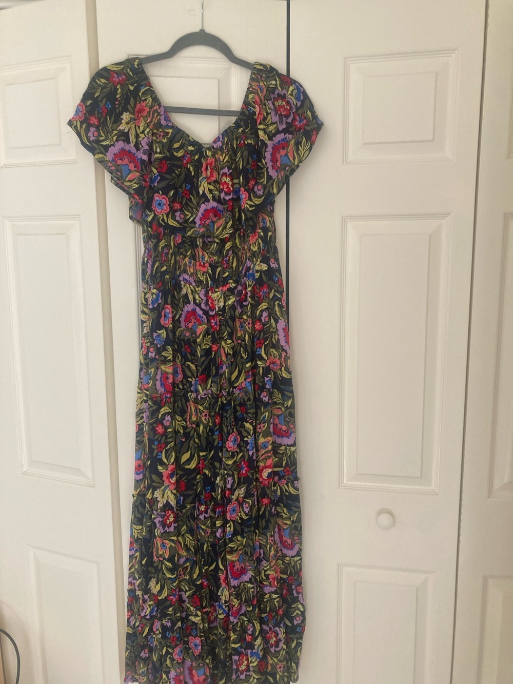 Floral Black Maxi Dress with Pink & Garden Print